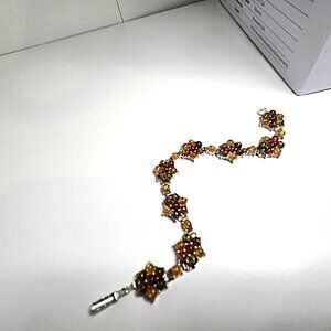 Vintage Amber Sterling Flower Bracelet